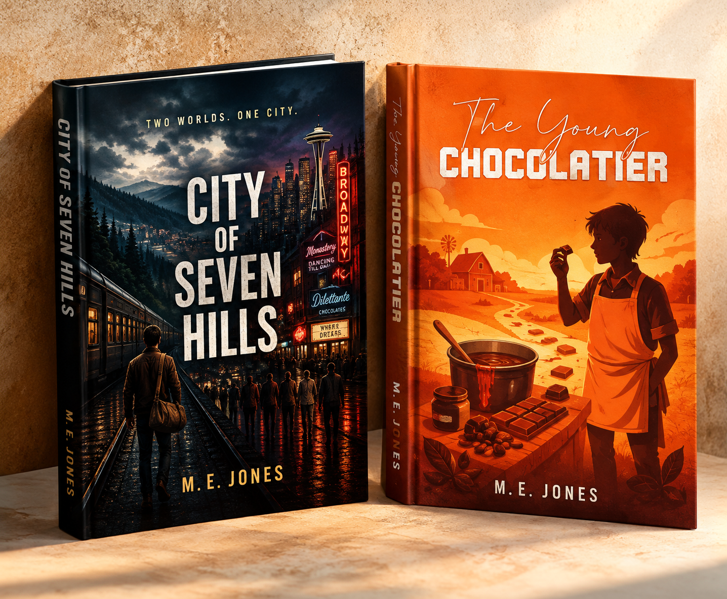 The City of Seven Hills and The Young Chocolatier displayed together